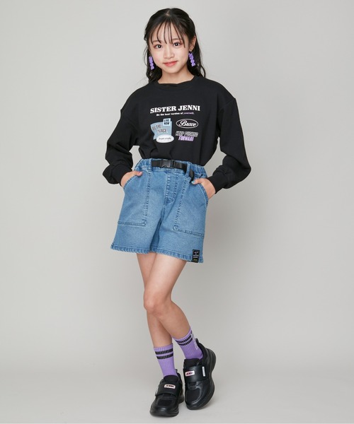 SISTER JENNI(SISTER JENNI)の「【ストレッチ素材・ウエスト調整可】バックルベルトデニムショーパン(デニムパンツ・キッズ・ネイビー/ブルー・130cm/140cm/150cm/160cm)」の19枚目の写真