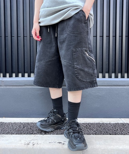 正規品即発VERMO ワイドショーツデニム サイズ26 セール】ZIPワイドハーフデニムパンツ(デニムパンツ