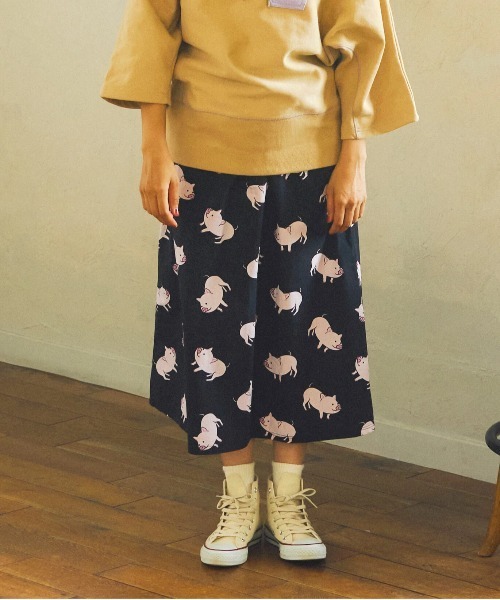 【セール】ブタ/レオパードゲッコー ウエストリブスカート W（スカート）｜go slow caravan（ゴースローキャラバン）