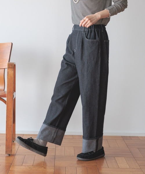 studio CLIP（スタディオクリップ）の「デニムライクパンツ[プチ・トールサイズあり]（デニムパンツ・レディース・ブラウン/ブラック/アイボリー・TF/PF/LARGE/MEDIUM）」の7枚目の写真