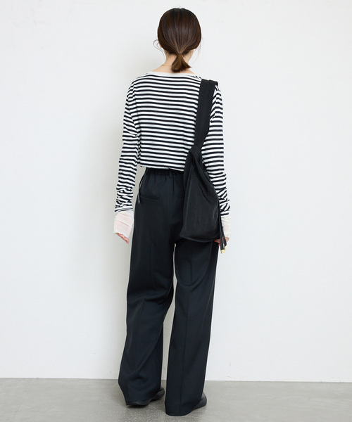 SLOBE IENA（スローブイエナ）の「《追加7》レイヤードスリーブロンTEE（Tシャツ/カットソー・レディース・ブラック系その他/アイボリー/ホワイト・FREE）」の6枚目の写真