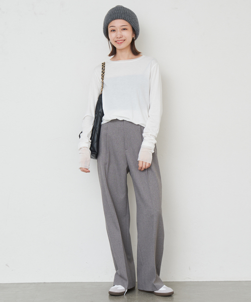 SLOBE IENA（スローブイエナ）の「《追加7》レイヤードスリーブロンTEE（Tシャツ/カットソー・レディース・ブラック系その他/アイボリー/ホワイト・FREE）」の13枚目の写真