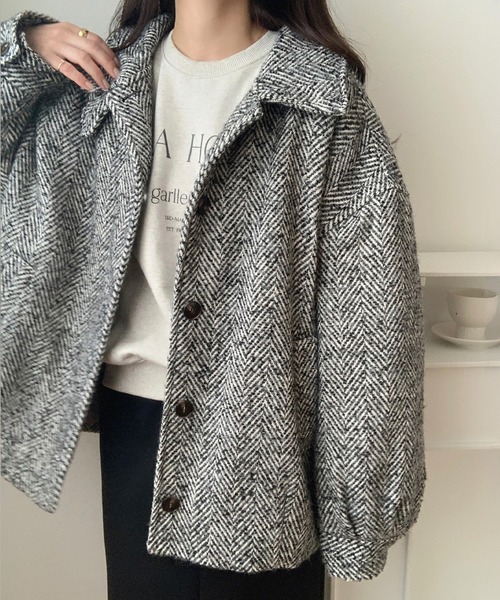 セール】ミックスヘリンボーンジャケット[高身長サイズMT有り]（ステン
