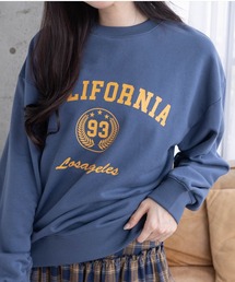 clear | カレッジプリントロング丈スウェットトップス [ヴィンテージライク カジュアルコーデゆったりシルエット]≪2024AW新作≫(スウェット)