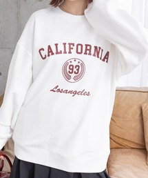 clear | カレッジプリントロング丈スウェットトップス [ヴィンテージライク カジュアルコーデゆったりシルエット]≪2024AW新作≫(スウェット)