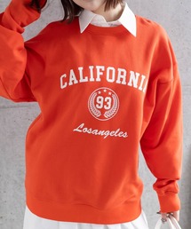 clear | カレッジプリントロング丈スウェットトップス [ヴィンテージライク カジュアルコーデゆったりシルエット]≪2024AW新作≫(スウェット)