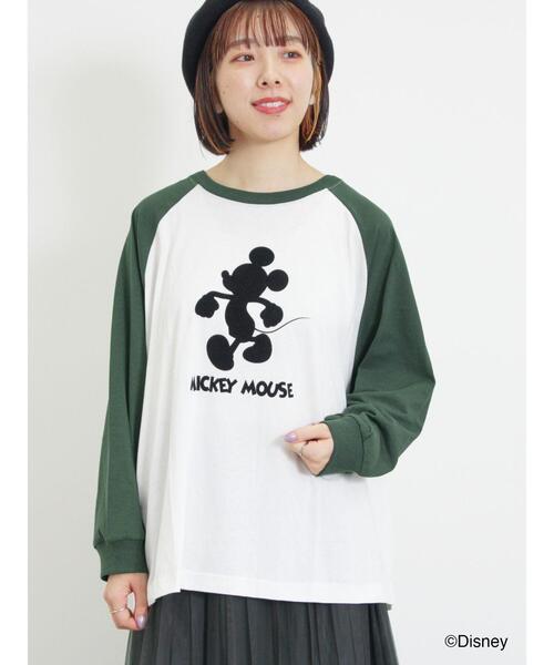 Samansa Mos2（サマンサ モスモス）の「【Disney】ミッキー&フレンズ/ラグランスリーブカットソー（Tシャツ/カットソー・レディース・オフホワイト/チャコールグレー/キナリ・F）」の7枚目の写真