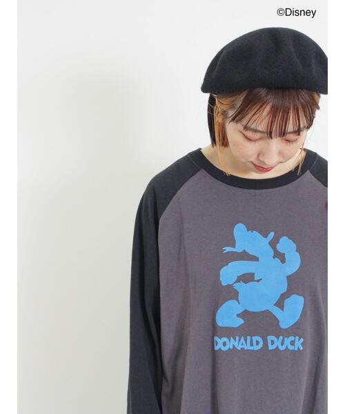 Samansa Mos2（サマンサ モスモス）の「【Disney】ミッキー&フレンズ/ラグランスリーブカットソー（Tシャツ/カットソー・レディース・オフホワイト/チャコールグレー/キナリ・F）」の9枚目の写真