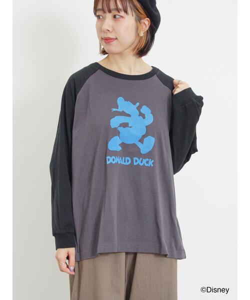 Samansa Mos2（サマンサ モスモス）の「【Disney】ミッキー&フレンズ/ラグランスリーブカットソー（Tシャツ/カットソー・レディース・オフホワイト/チャコールグレー/キナリ・F）」の10枚目の写真