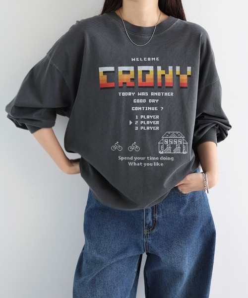 ANME（アンメ）の「CRONYロゴプリント長袖Tシャツ（Tシャツ/カットソー・レディース・グレー系その他/ブラック系その他2/ブラック系その他/グレー系その他2・M/L）」の2枚目の写真