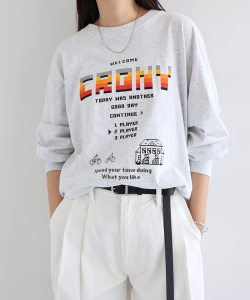 ANME（アンメ）の「CRONYロゴプリント長袖Tシャツ（Tシャツ/カットソー・レディース・グレー系その他/ブラック系その他2/ブラック系その他/グレー系その他2・M/L）」の4枚目の写真