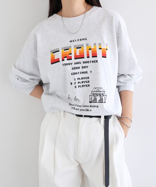 ANME（アンメ）の「CRONYロゴプリント長袖Tシャツ（Tシャツ/カットソー・レディース・グレー系その他/ブラック系その他2/ブラック系その他/グレー系その他2・M/L）」の5枚目の写真
