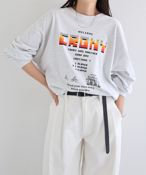 ANME（アンメ）の「CRONYロゴプリント長袖Tシャツ（Tシャツ/カットソー・レディース・グレー系その他/ブラック系その他2/ブラック系その他/グレー系その他2・M/L）」の6枚目の写真