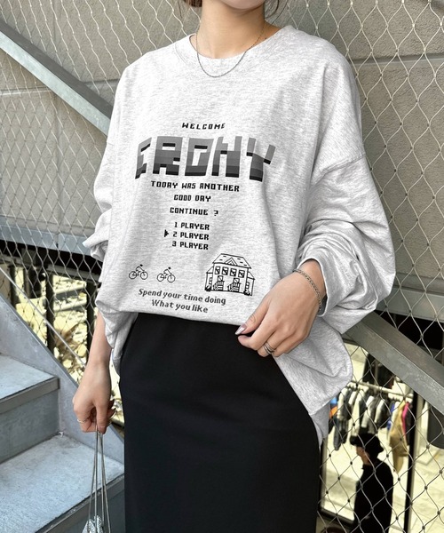 ANME（アンメ）の「CRONYロゴプリント長袖Tシャツ（Tシャツ/カットソー・レディース・グレー系その他/ブラック系その他2/ブラック系その他/グレー系その他2・M/L）」の20枚目の写真