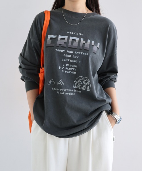 ANME（アンメ）の「CRONYロゴプリント長袖Tシャツ（Tシャツ/カットソー・レディース・グレー系その他/ブラック系その他2/ブラック系その他/グレー系その他2・M/L）」の9枚目の写真