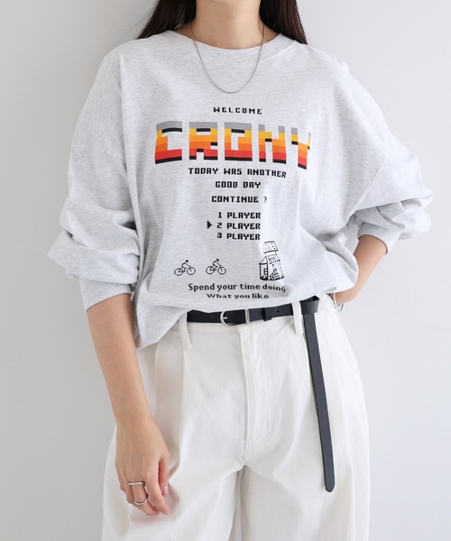 ANME（アンメ）の「CRONYロゴプリント長袖Tシャツ（Tシャツ/カットソー・レディース・グレー系その他/ブラック系その他2/ブラック系その他/グレー系その他2・M/L）」の8枚目の写真