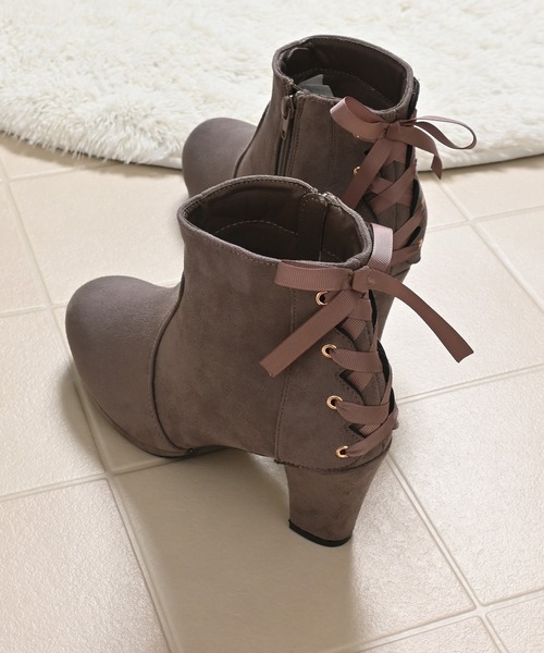 Honeys(ハニーズ)の「バックレースアップブーツ(ブーツ・レディース・チャコール/アイボリー/ブラック・S/M/L/LL)」の3枚目の写真