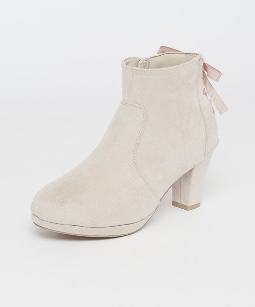 Honeys(ハニーズ)の「バックレースアップブーツ(ブーツ・レディース・チャコール/アイボリー/ブラック・S/M/L/LL)」の4枚目の写真