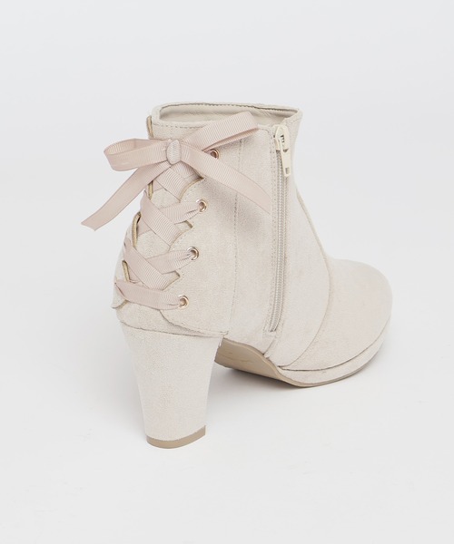 Honeys(ハニーズ)の「バックレースアップブーツ(ブーツ・レディース・チャコール/アイボリー/ブラック・S/M/L/LL)」の5枚目の写真