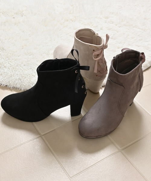 Honeys(ハニーズ)の「バックレースアップブーツ(ブーツ・レディース・チャコール/アイボリー/ブラック・S/M/L/LL)」の12枚目の写真