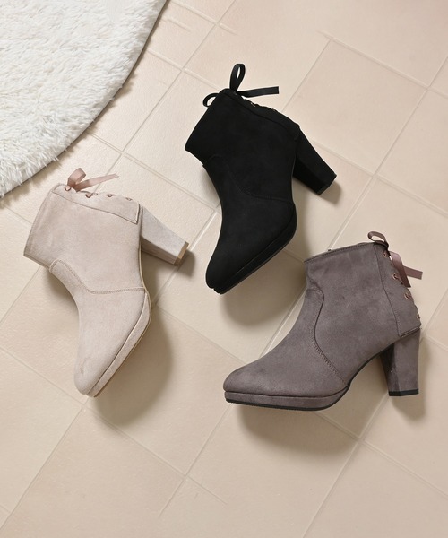 Honeys(ハニーズ)の「バックレースアップブーツ(ブーツ・レディース・チャコール/アイボリー/ブラック・S/M/L/LL)」の13枚目の写真