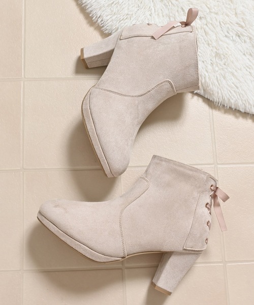 Honeys(ハニーズ)の「バックレースアップブーツ(ブーツ・レディース・チャコール/アイボリー/ブラック・S/M/L/LL)」の14枚目の写真