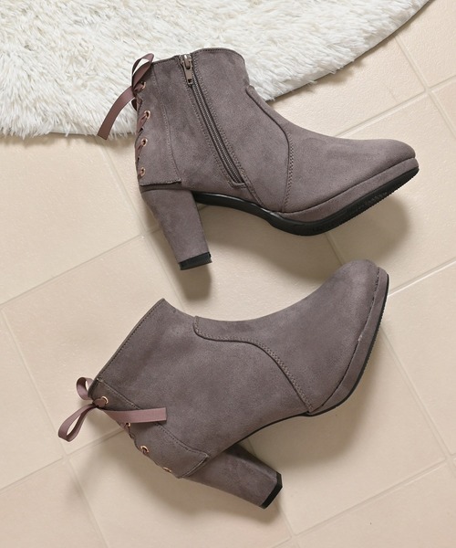 Honeys(ハニーズ)の「バックレースアップブーツ(ブーツ・レディース・チャコール/アイボリー/ブラック・S/M/L/LL)」の16枚目の写真