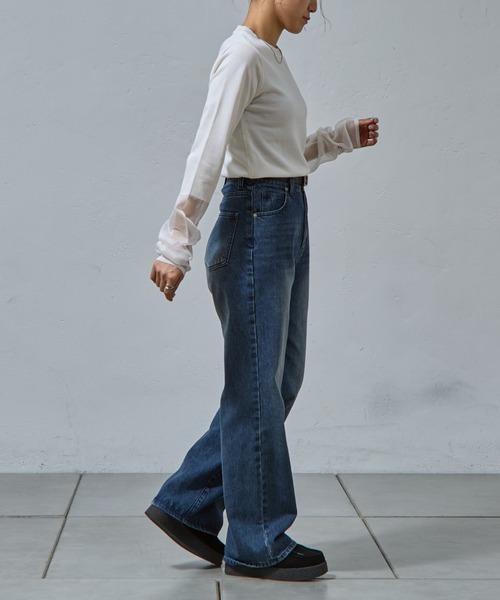 COLONY 2139(コロニートゥーワンスリーナイン)の「袖先シアークルーニット(ニット/セーター・レディース・ブラック/グレイッシュベージュ/オリーブ/オフホワイト/ネイビー・FREE)」の11枚目の写真