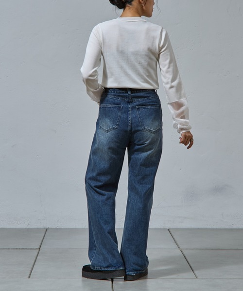 COLONY 2139(コロニートゥーワンスリーナイン)の「袖先シアークルーニット(ニット/セーター・レディース・ブラック/グレイッシュベージュ/オリーブ/オフホワイト/ネイビー・FREE)」の12枚目の写真