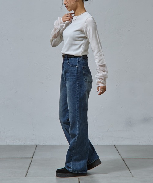 COLONY 2139(コロニートゥーワンスリーナイン)の「袖先シアークルーニット(ニット/セーター・レディース・ブラック/グレイッシュベージュ/オリーブ/オフホワイト/ネイビー・FREE)」の13枚目の写真