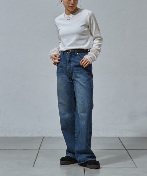 COLONY 2139(コロニートゥーワンスリーナイン)の「袖先シアークルーニット(ニット/セーター・レディース・ブラック/グレイッシュベージュ/オリーブ/オフホワイト/ネイビー・FREE)」の10枚目の写真