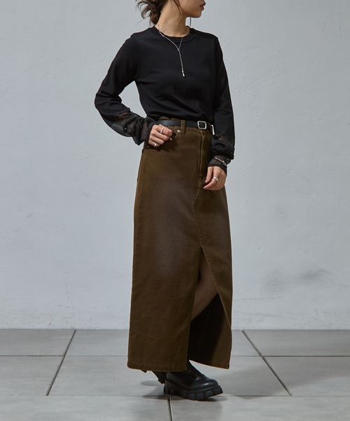 COLONY 2139(コロニートゥーワンスリーナイン)の「袖先シアークルーニット(ニット/セーター・レディース・ブラック/グレイッシュベージュ/オリーブ/オフホワイト/ネイビー・FREE)」の18枚目の写真