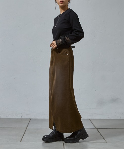 COLONY 2139(コロニートゥーワンスリーナイン)の「袖先シアークルーニット(ニット/セーター・レディース・ブラック/グレイッシュベージュ/オリーブ/オフホワイト/ネイビー・FREE)」の20枚目の写真