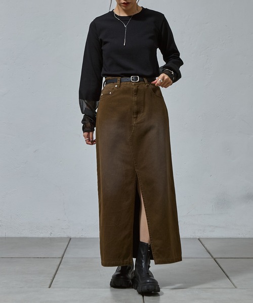 COLONY 2139(コロニートゥーワンスリーナイン)の「袖先シアークルーニット(ニット/セーター・レディース・ブラック/グレイッシュベージュ/オリーブ/オフホワイト/ネイビー・FREE)」の21枚目の写真