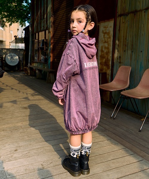 X-girl Stages（エックスガールステージス）の「ピグメントパーカワンピース（ワンピース・キッズ・ピンク/ブルー・130cm/120cm/110cm/100cm/90cm/140cm）」の7枚目の写真