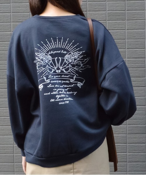 spiritoso(スピリトーゾ)の「【spiritoso】裏起毛エンジェル刺繍プルオーバー (CP)(スウェット・レディース・チャコール/パープル系その他/ブルーグレー/アイボリー・MEDIUM)」の3枚目の写真