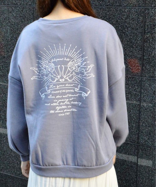 spiritoso(スピリトーゾ)の「【spiritoso】裏起毛エンジェル刺繍プルオーバー (CP)(スウェット・レディース・チャコール/パープル系その他/ブルーグレー/アイボリー・MEDIUM)」の2枚目の写真
