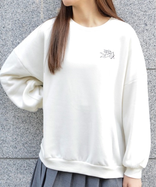 spiritoso(スピリトーゾ)の「【spiritoso】裏起毛エンジェル刺繍プルオーバー (CP)(スウェット・レディース・チャコール/パープル系その他/ブルーグレー/アイボリー・MEDIUM)」の7枚目の写真