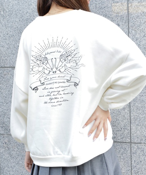 spiritoso(スピリトーゾ)の「【spiritoso】裏起毛エンジェル刺繍プルオーバー (CP)(スウェット・レディース・チャコール/パープル系その他/ブルーグレー/アイボリー・MEDIUM)」の8枚目の写真