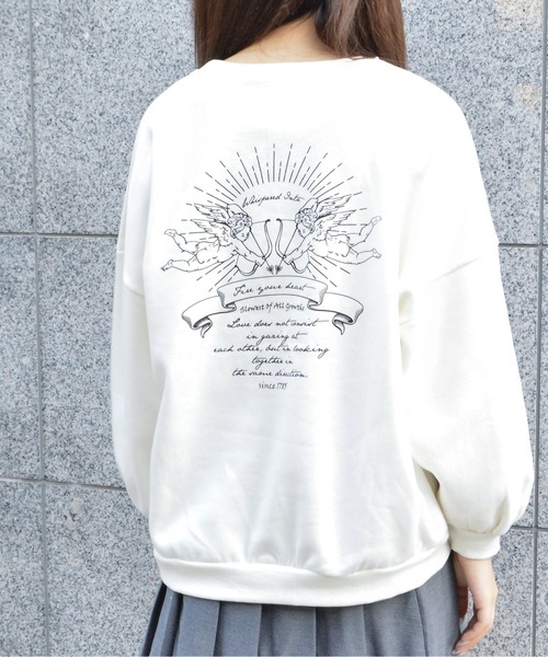 spiritoso(スピリトーゾ)の「【spiritoso】裏起毛エンジェル刺繍プルオーバー (CP)(スウェット・レディース・チャコール/パープル系その他/ブルーグレー/アイボリー・MEDIUM)」の9枚目の写真