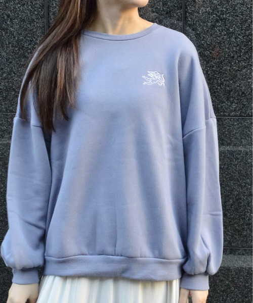 spiritoso(スピリトーゾ)の「【spiritoso】裏起毛エンジェル刺繍プルオーバー (CP)(スウェット・レディース・チャコール/パープル系その他/ブルーグレー/アイボリー・MEDIUM)」の11枚目の写真