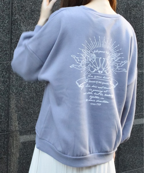 spiritoso(スピリトーゾ)の「【spiritoso】裏起毛エンジェル刺繍プルオーバー (CP)(スウェット・レディース・チャコール/パープル系その他/ブルーグレー/アイボリー・MEDIUM)」の13枚目の写真