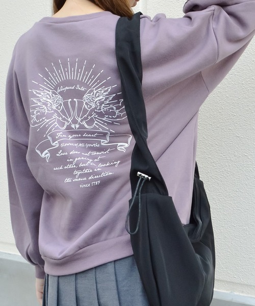 spiritoso(スピリトーゾ)の「【spiritoso】裏起毛エンジェル刺繍プルオーバー (CP)(スウェット・レディース・チャコール/パープル系その他/ブルーグレー/アイボリー・MEDIUM)」の15枚目の写真