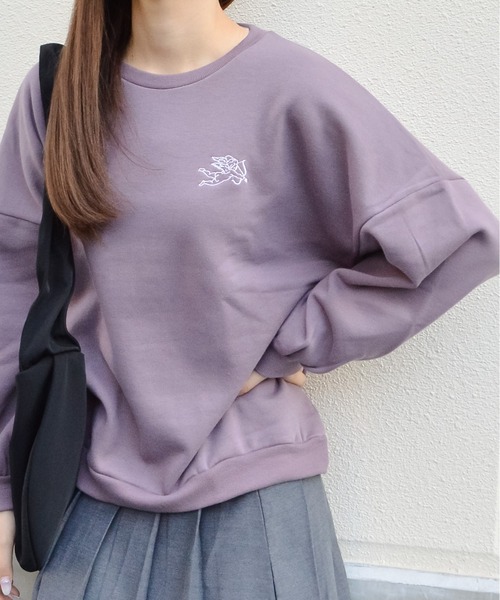 spiritoso(スピリトーゾ)の「【spiritoso】裏起毛エンジェル刺繍プルオーバー (CP)(スウェット・レディース・チャコール/パープル系その他/ブルーグレー/アイボリー・MEDIUM)」の16枚目の写真