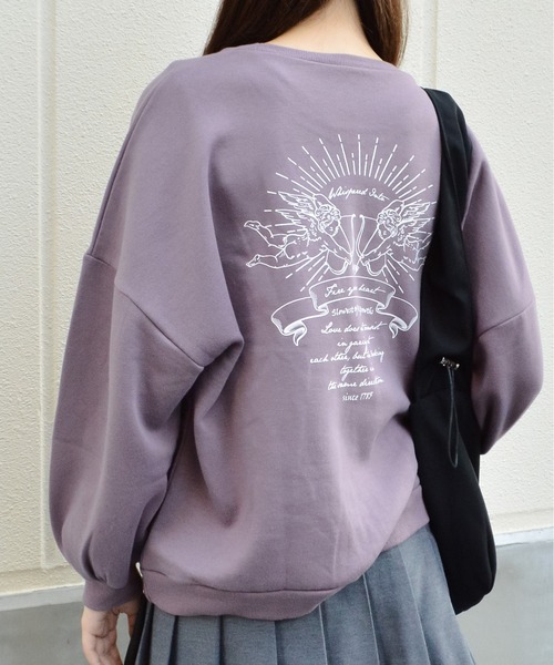 spiritoso(スピリトーゾ)の「【spiritoso】裏起毛エンジェル刺繍プルオーバー (CP)(スウェット・レディース・チャコール/パープル系その他/ブルーグレー/アイボリー・MEDIUM)」の18枚目の写真