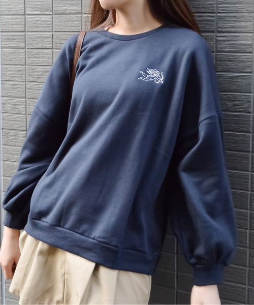 spiritoso(スピリトーゾ)の「【spiritoso】裏起毛エンジェル刺繍プルオーバー (CP)(スウェット・レディース・チャコール/パープル系その他/ブルーグレー/アイボリー・MEDIUM)」の22枚目の写真