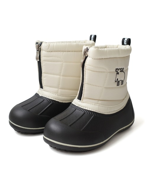 moz(モズ)の「【moz モズ】 防水 防滑 キッズ ファスナー付き スノーブーツ(ブーツ・キッズ・ブラック/アイボリー/キャメル/ラベンダー・17cm/19cm/18cm/16cm)」の2枚目の写真