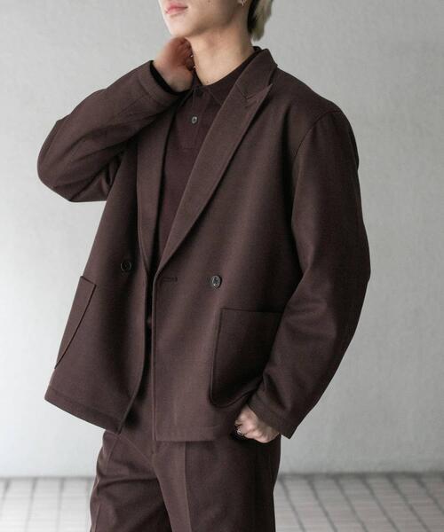 SENSE OF PLACE by URBAN RESEARCH(センスオブプレイスバイアーバンリサーチ)の「『UR TECH』ヘリンボーンダブルテーラードジャケット(その他アウター・メンズ・ブラウン/ブラック・MEDIUM/LARGE)」の1枚目の写真