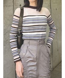 MURUA | シアーボーダーハイネックニット(ニット/セーター)