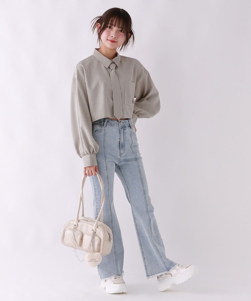 【美脚デニム】スタイルアップフレアデニム（デニムパンツ）｜repipi armario（レピピ アルマリオ）